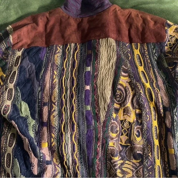 Coogi sweater / jacket size L 100%polyester cotton suede multicolored UNISEX